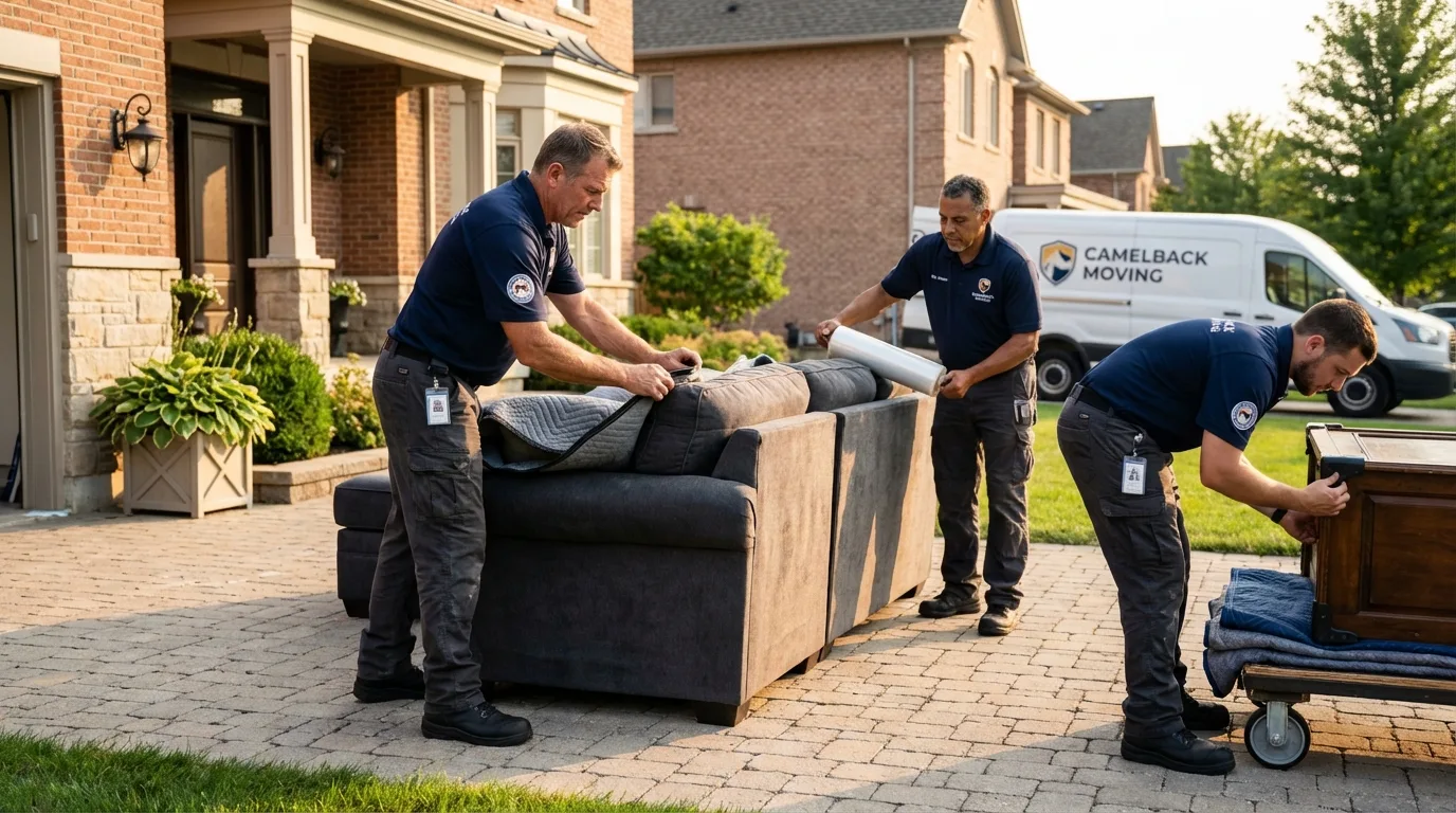 Large estate moving crew wrapping furniture in Newkirk, OK