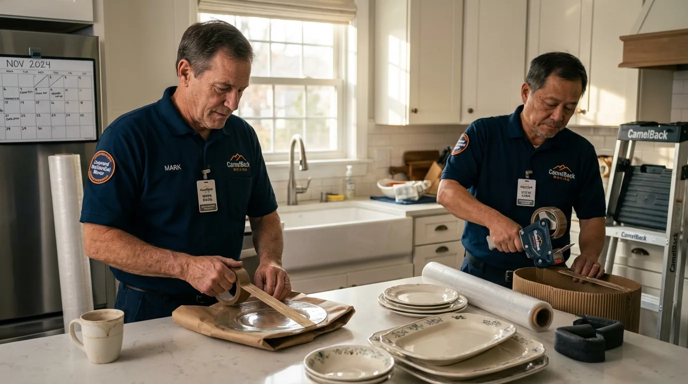 Professional crew packing kitchen dishware in Newkirk, OK